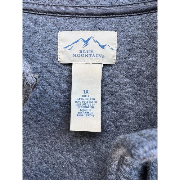 Blue Mountain Quilted Jacket Women Half Zip Pullover, 1X, Blue - Picture 5 of 5